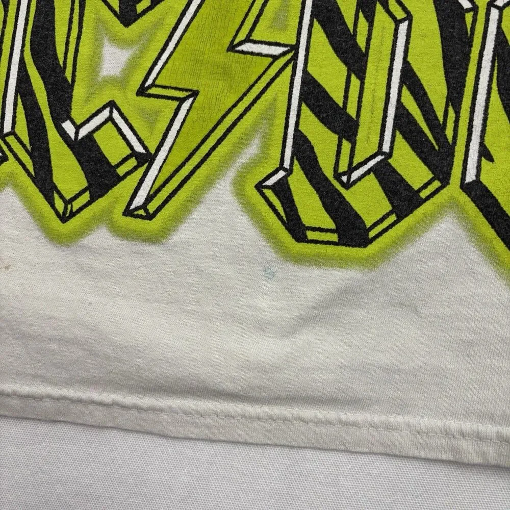 AC/DC Vintage Style Neon Zebra Stripe Logo Graphic T-Shirt Size 2XL Off-white - Picture 3 of 6